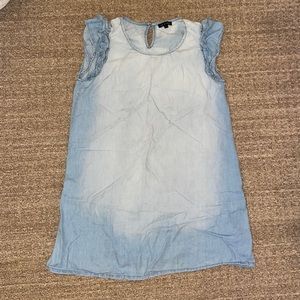 As U Wish Denim Dress with Ruffle Sleeves